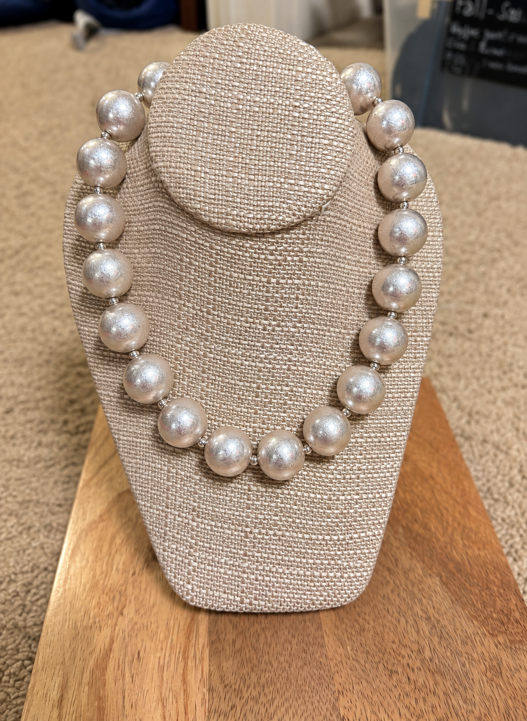 Matte Silver Ball Bead Magnetic Necklace