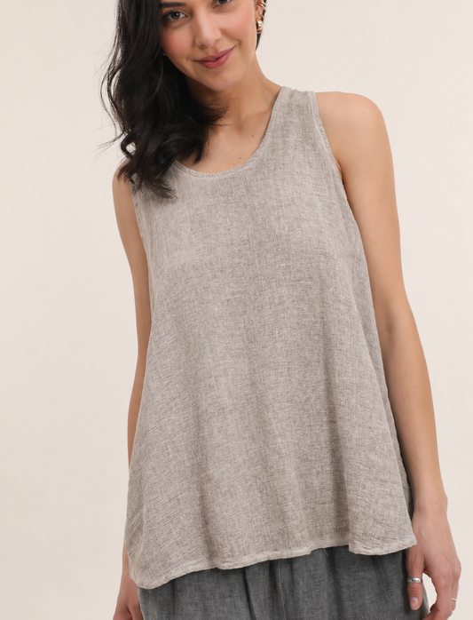 Italian Linen-Cotton Tie-Back Tank/ 5 colors