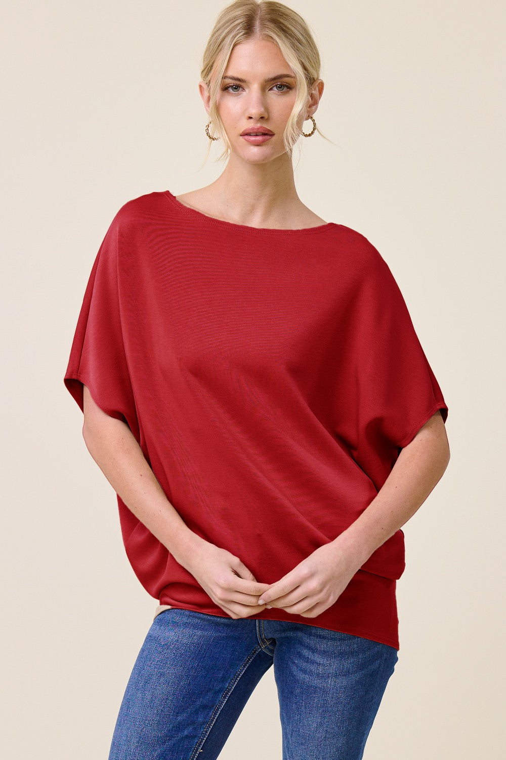 Short Sleeve Dolman Scuba Top