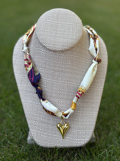 Heart Charm Fall Scarf Necklaces / 6 patterns