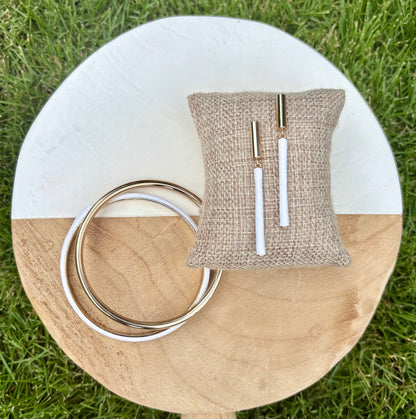 Gold & White Bangle Set