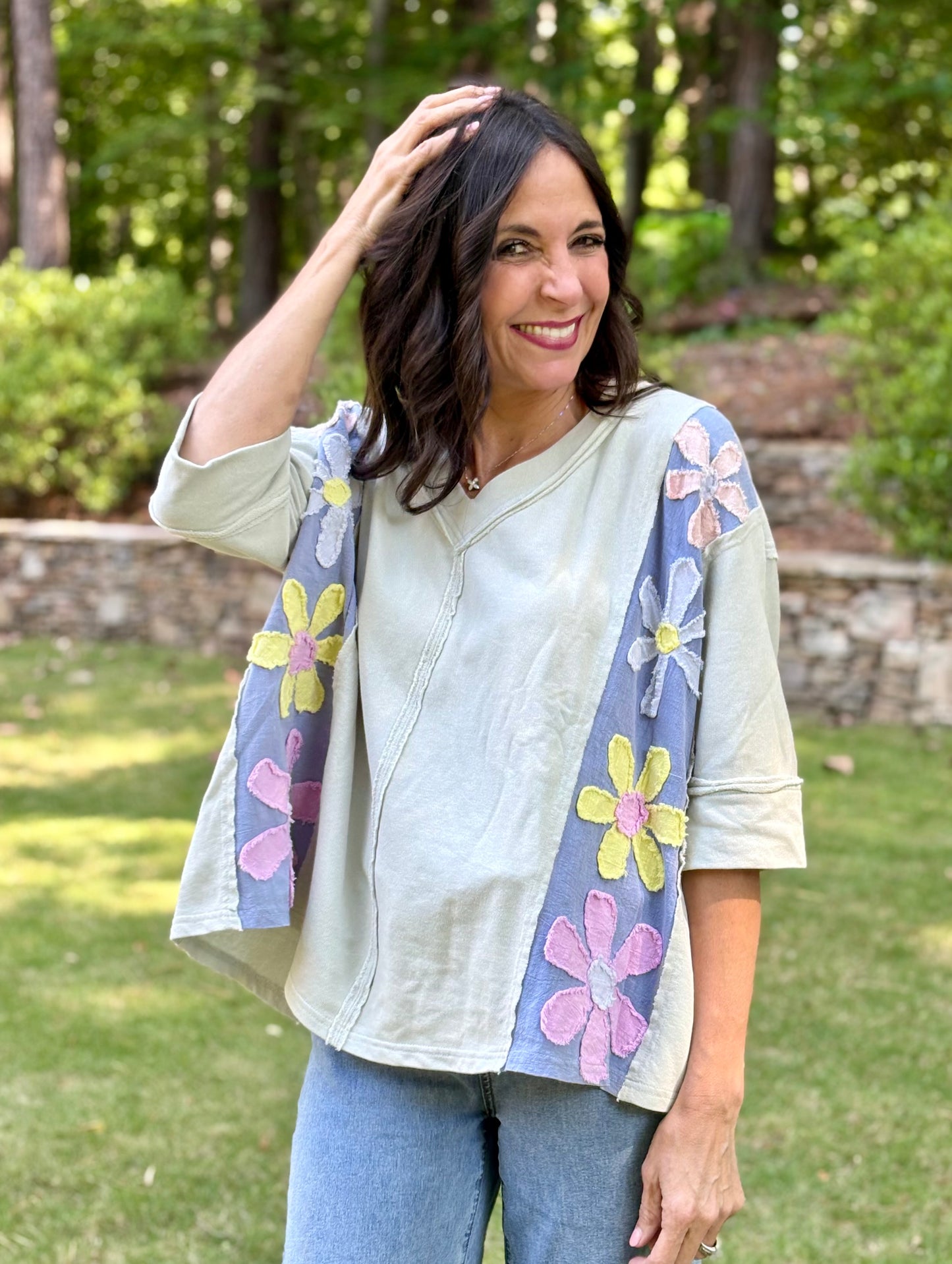Daisy Patch Mineral Wash Pullover