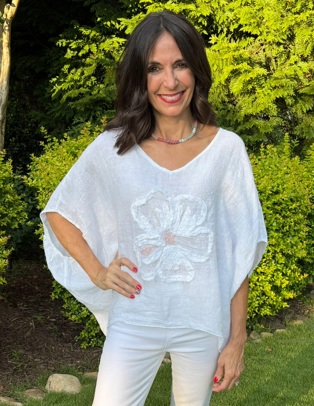 Italian Linen Flower Blouse