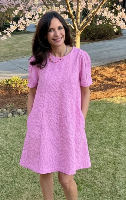 Textured Round Neck Dress-4 colors