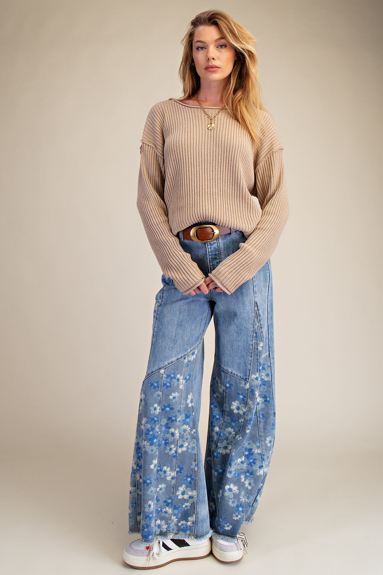 Khaki Rib Knit Sweater