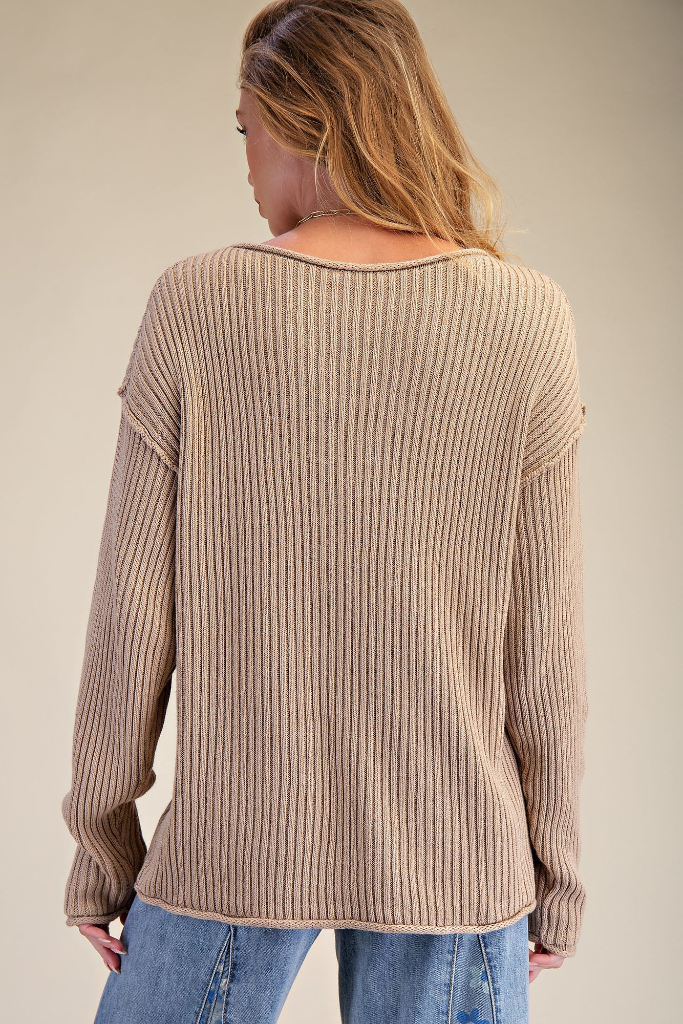 Khaki Rib Knit Sweater