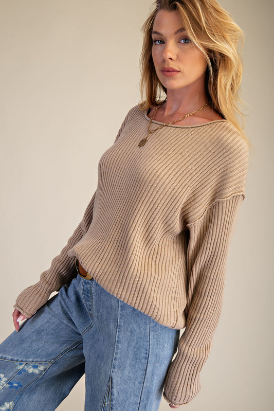 Khaki Rib Knit Sweater