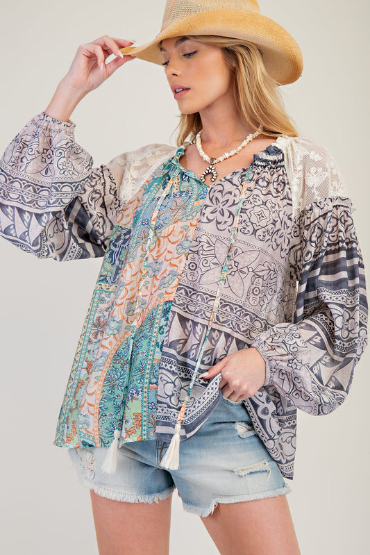 Mixed Print Boho Easel top