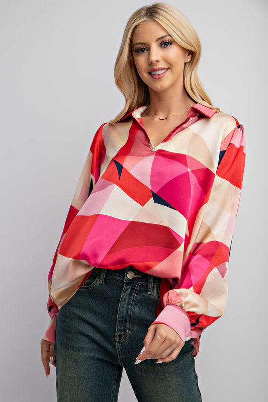 Kaleidoscope Print Magenta Top