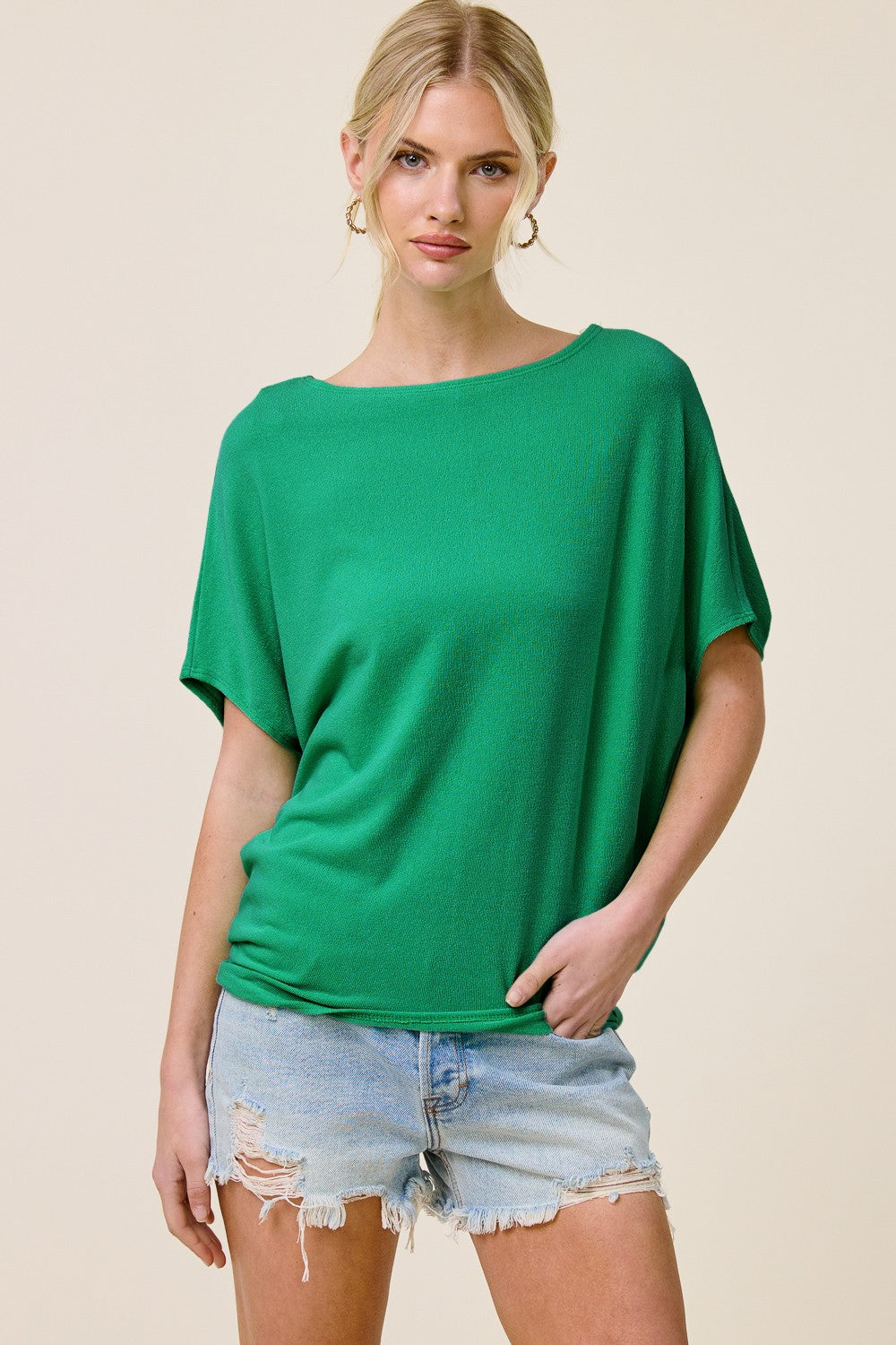 Short Sleeve Scuba Oversized Dolman Top / 3 colors