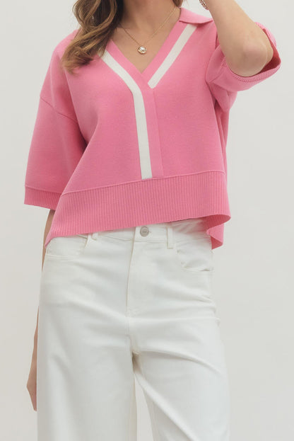 Pink V neck Sweater