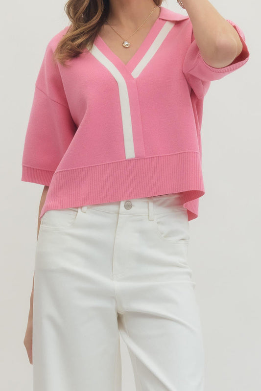 Pink V neck Sweater