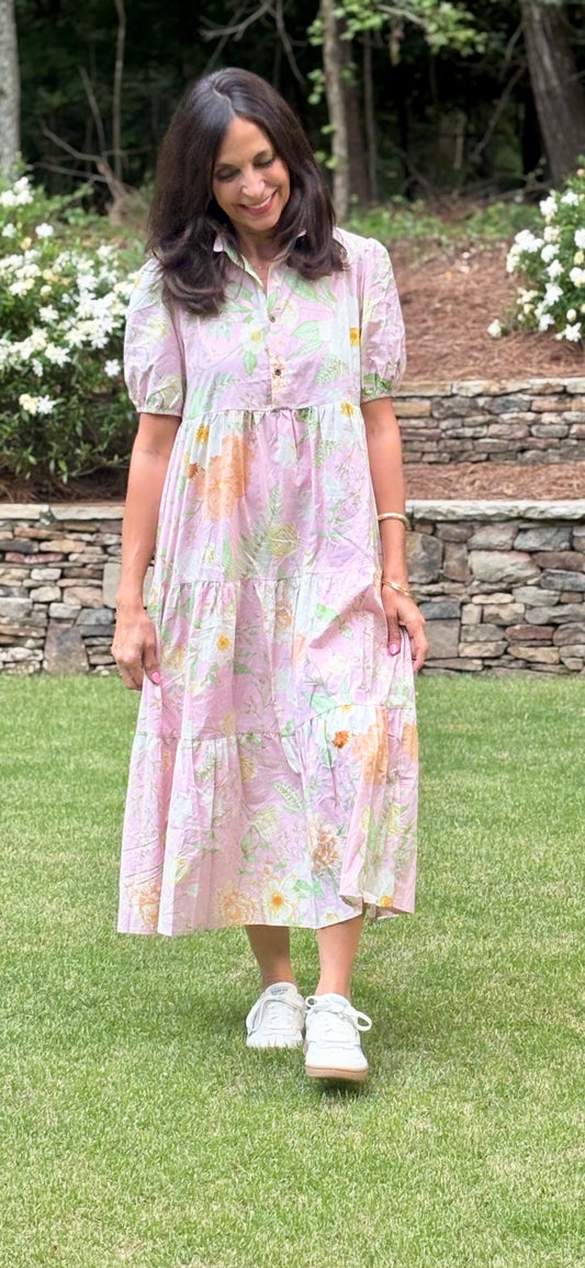 Floral High Waist Tiered Maxi Dress