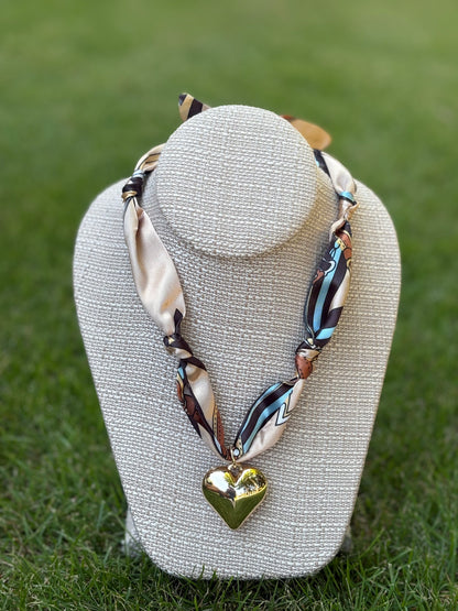 Heart Charm Fall Scarf Necklaces / 6 patterns