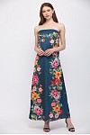 Tropical floral print strapless maxi dress