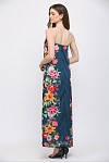 Tropical floral print strapless maxi dress