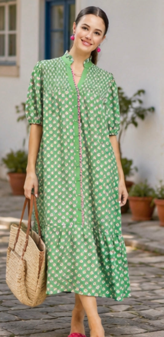 Floral Print Button Down Midi Dress