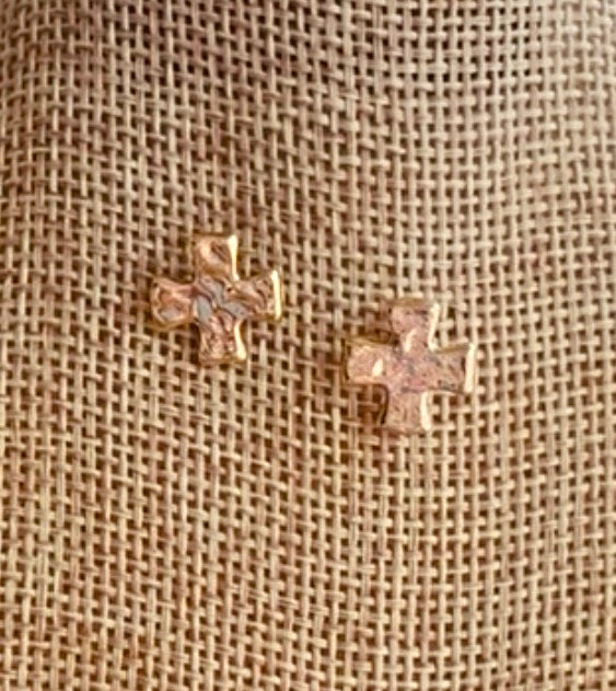 MIni Gold Cross Stud Earrings