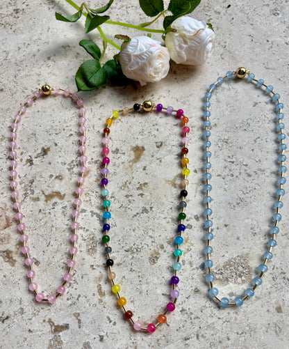Glass Bead Magnet Short Necklace