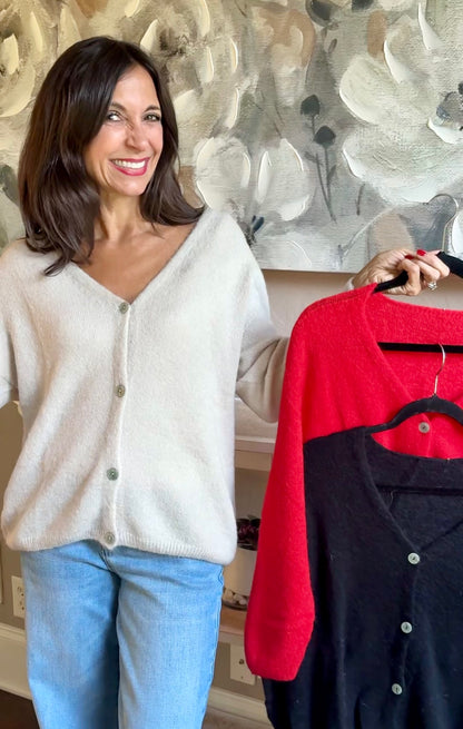 Made in Italy V-Neck Cardigan / 3 colors