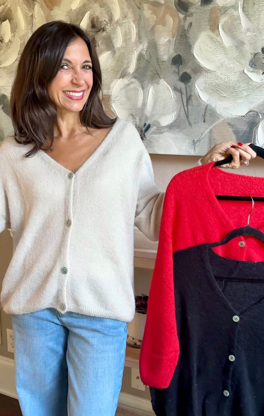 Made in Italy V-Neck Cardigan / 3 colors
