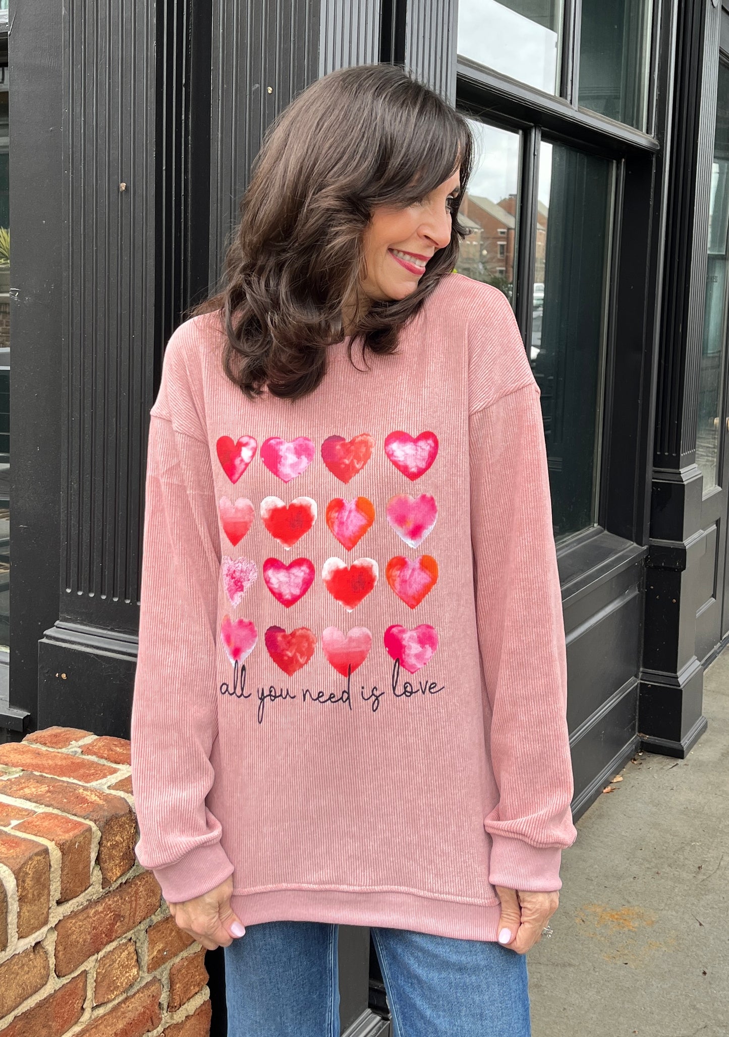 All You Need Is LOVE Heart Corded Sweatshirt