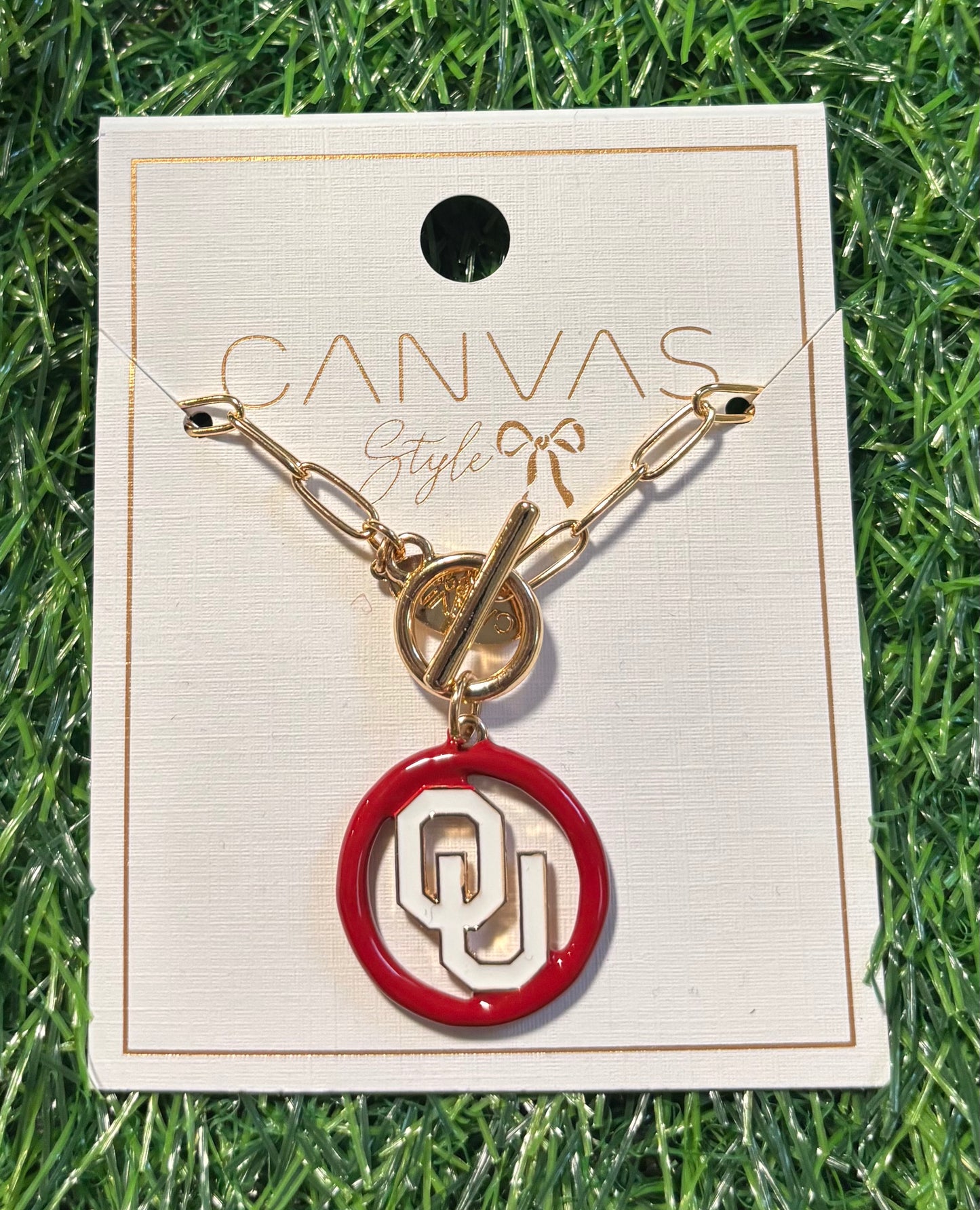 Collegiate Logo Enamel T Bar Necklace