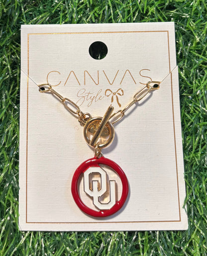 Collegiate Logo Enamel T Bar Necklace