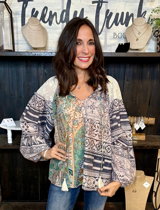 Mixed Print Boho Easel top