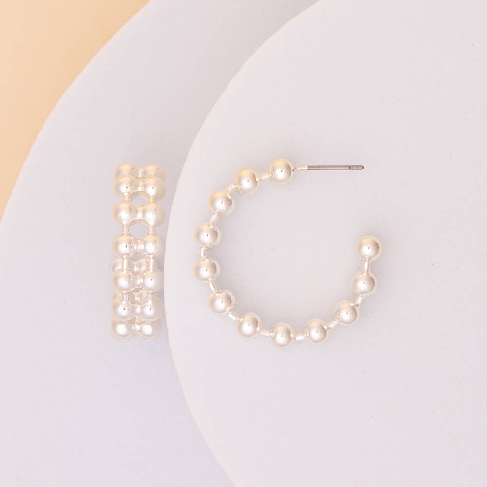 Gold or Silver Beaded Double Hoop earring