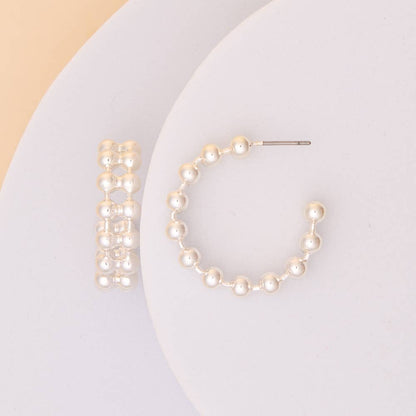 Gold or Silver Beaded Double Hoop earring