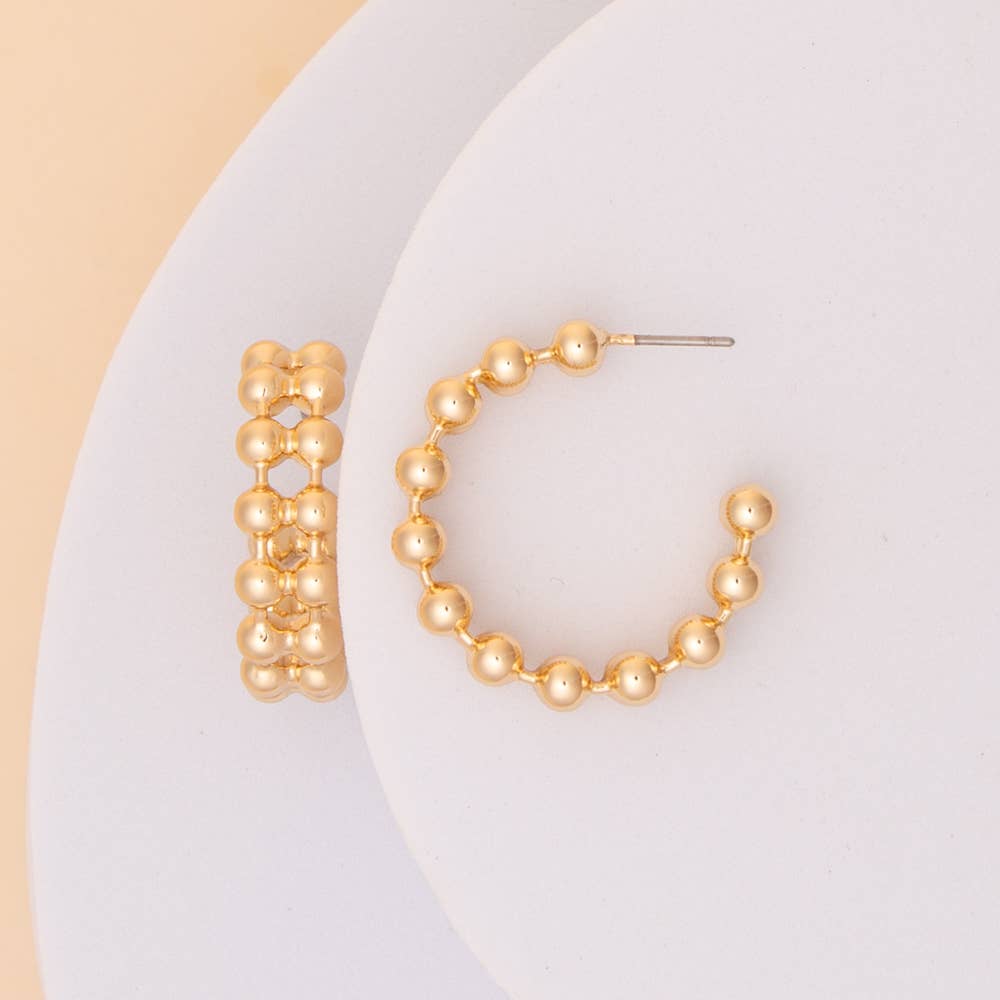Gold or Silver Beaded Double Hoop earring