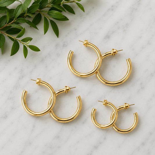Classic Shiny Gold Hoops / 3 sizes