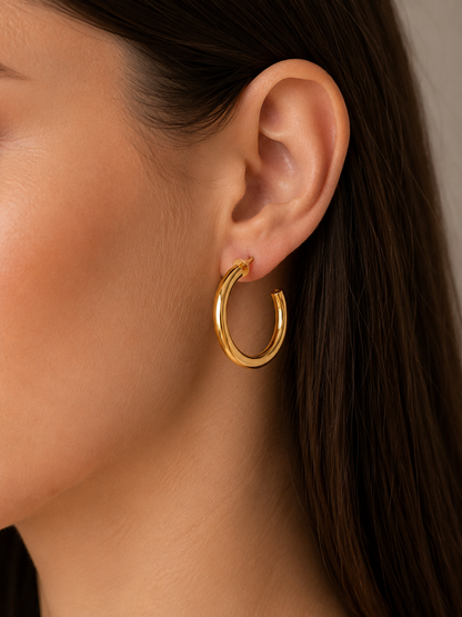 Classic Shiny Gold Hoops / 3 sizes