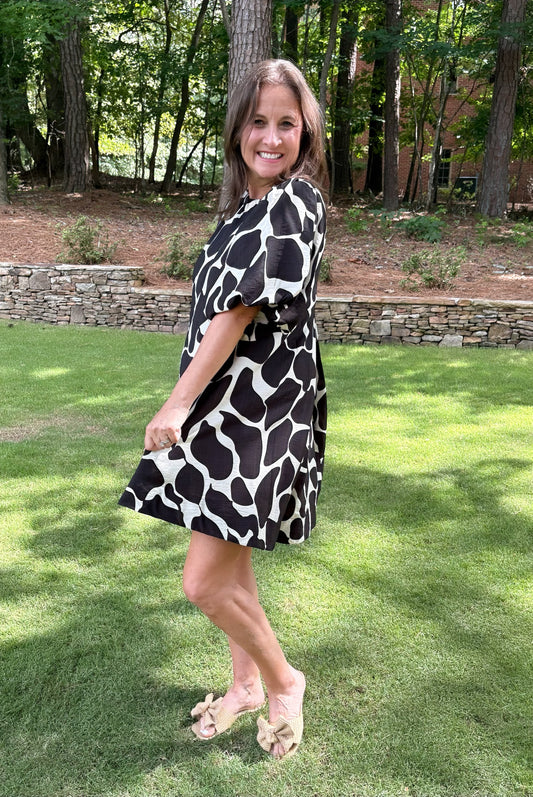Abstract Print A Line Dress