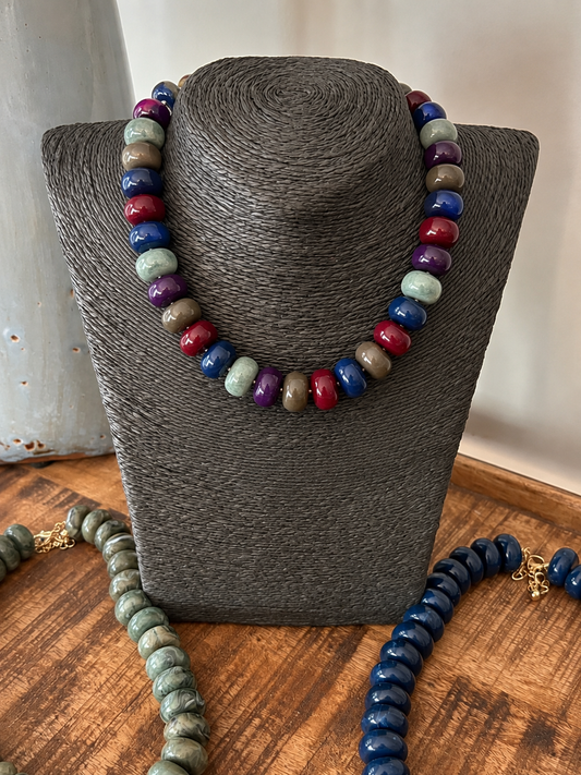 Multicolor  Resin Bead Statement Necklace