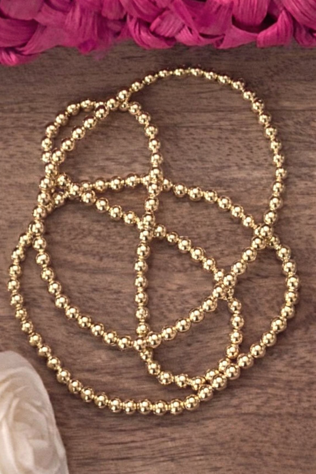 Gold Round Bead Stretch Bracelet