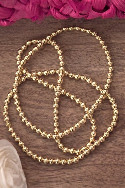 Gold Round Bead Stretch Bracelet