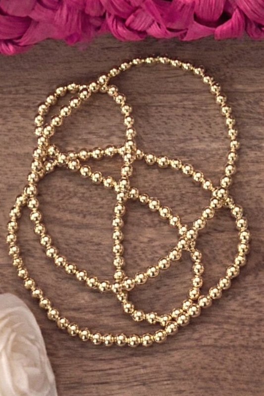 Gold Round Bead Stretch Bracelet
