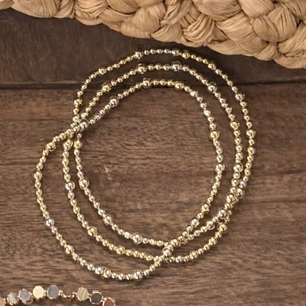 Gold Round Mixed Bead Bracelet