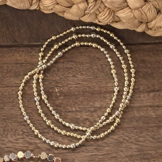 Gold Round Mixed Bead Bracelet