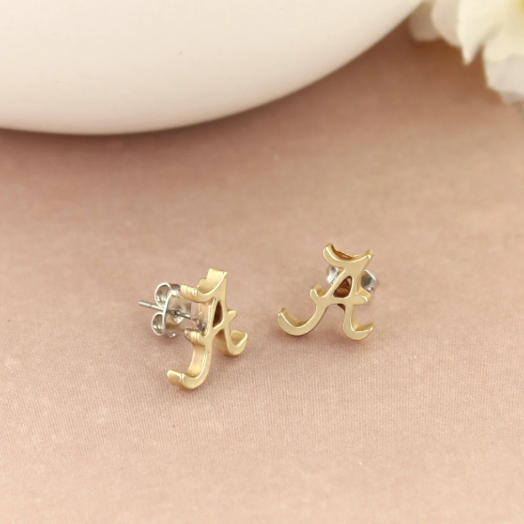 Matte Gold Logo Stud Earrings