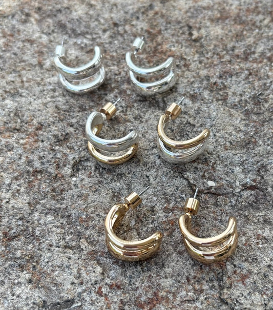 Water Resistant Huggie Hoop earrings / 3 colors