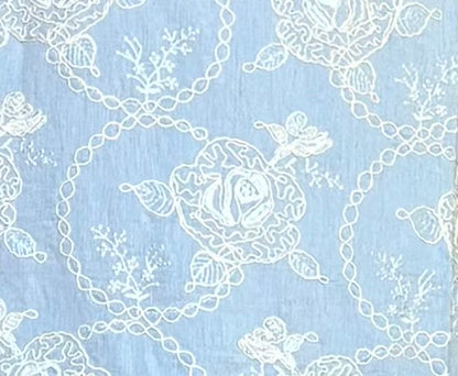 Embroidered V neck Dress with ruffled sleeves