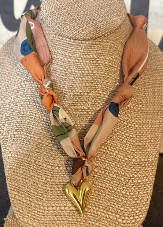 Heart Charm Fall Scarf Necklaces / 4 patterns