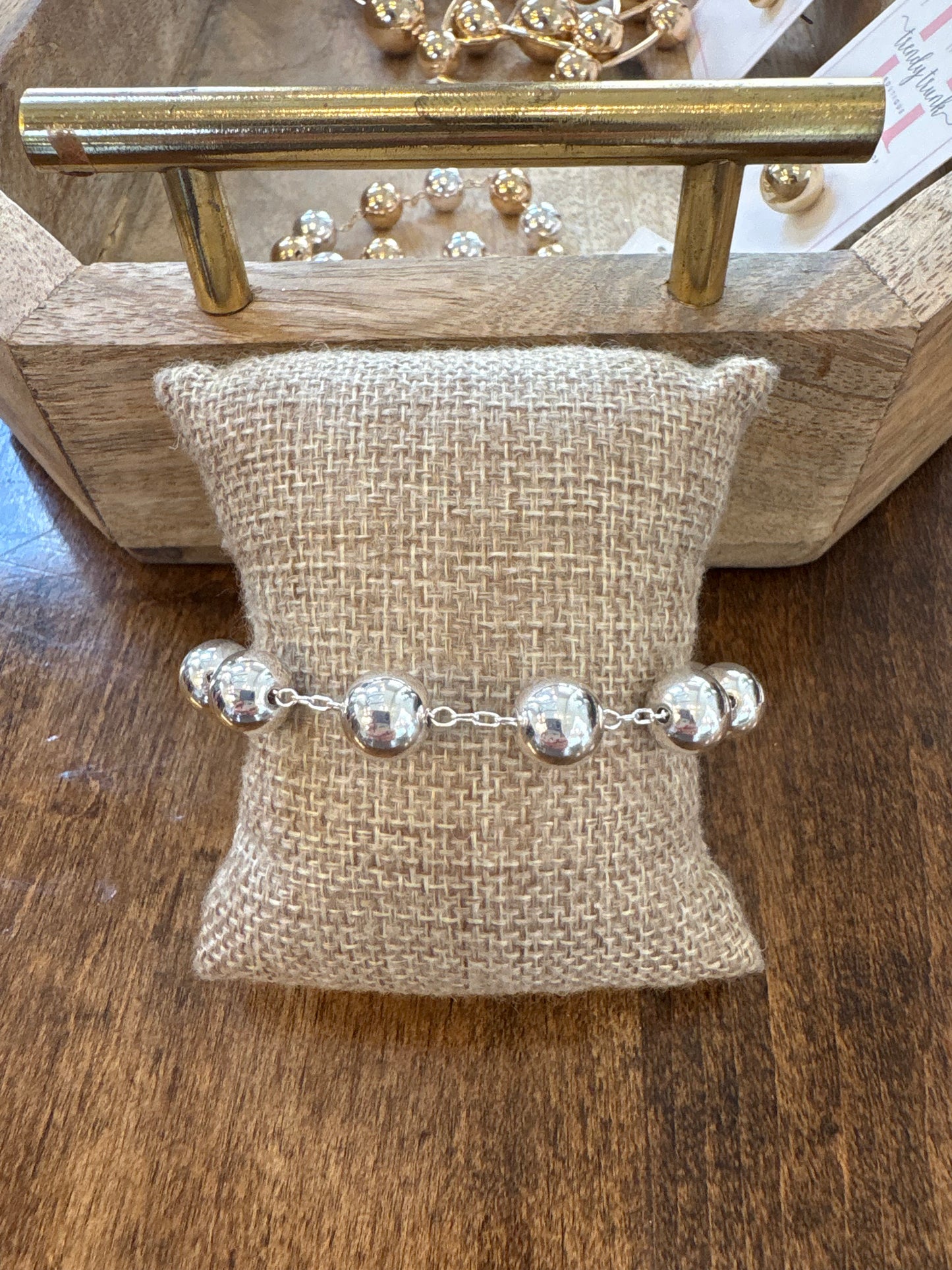 Metallic Ball Bead Magnetic Bracelet / 3 colors