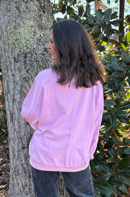 Washed Lilac Pink and Floral Sweatshirt