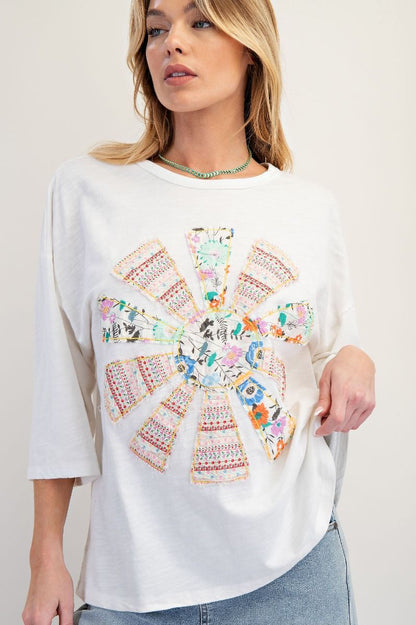 Patchwork Windmill Washed Cotton Top