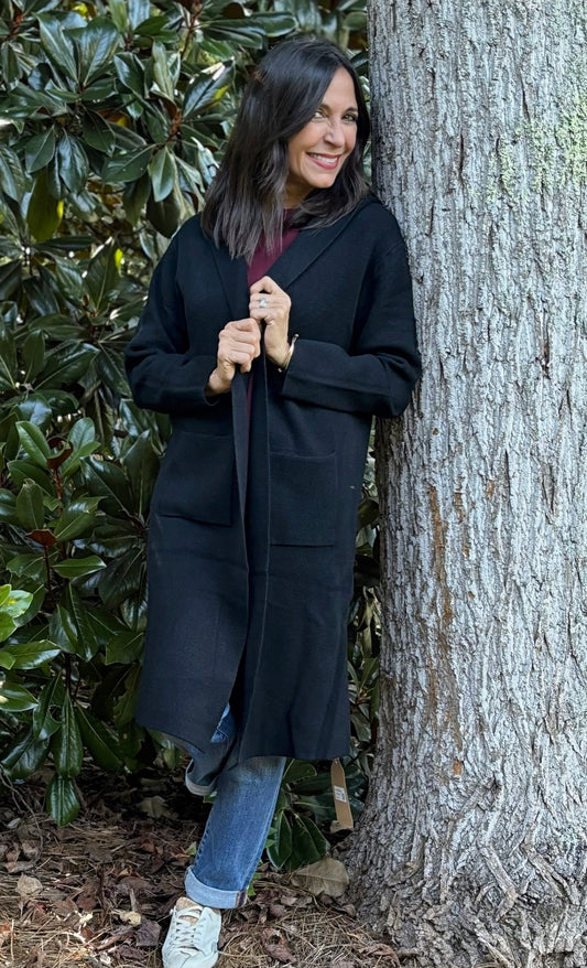 Classic Black Shawl Collar Cardigan