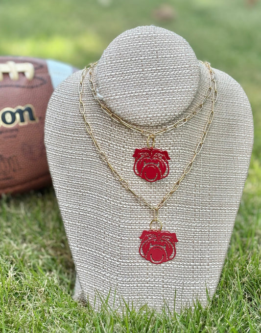Red Bulldog Filigree Charm Becklace
